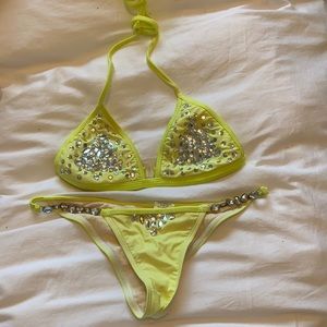 Véve Neon Yellow Rhinestone Swimsuit